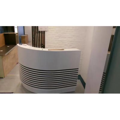 Curved design,pure white finishing,small reception